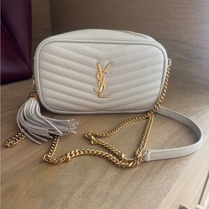 Yves Saint Laurent Ivory Quilted Crossbody Bag